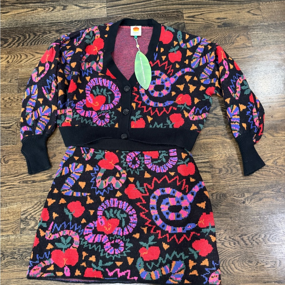 Farm Rio two piece cardigan and skirt set
